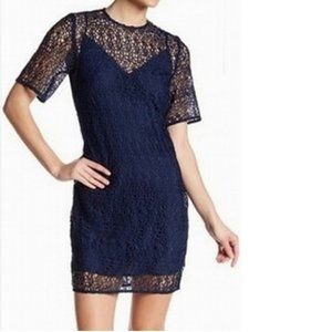 Keepsake The Label Navy Crochet Overlay Shift Dress Size Medium